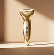 MIRA anti-aging device with a sleek design, featuring buttons for microcurrent and LED therapy technology.